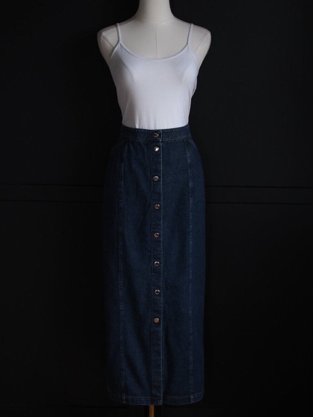 Jones New York Signature | Vintage Button-Front Denim Maxi Skirt
